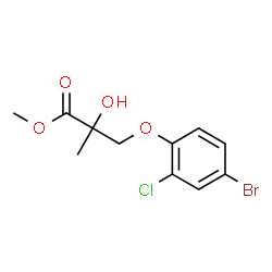 ChemSpider 2D Image | Methyl 3-(4-bromo-2-chlorophenoxy)-2-hydroxy-2-methylpropanoate | C11H12BrClO4