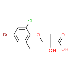 ChemSpider 2D Image | 3-(4-Bromo-2-chloro-6-methylphenoxy)-2-hydroxy-2-methylpropanoic acid | C11H12BrClO4