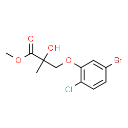 ChemSpider 2D Image | Methyl 3-(5-bromo-2-chlorophenoxy)-2-hydroxy-2-methylpropanoate | C11H12BrClO4