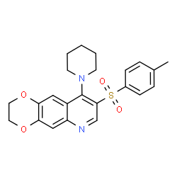 ChemSpider 2D Image | 8-[(4-Methylphenyl)sulfonyl]-9-(1-piperidinyl)-2,3-dihydro[1,4]dioxino[2,3-g]quinoline | C23H24N2O4S