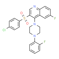 ChemSpider 2D Image | 3-[(4-Chlorophenyl)sulfonyl]-6-fluoro-4-[4-(2-fluorophenyl)-1-piperazinyl]quinoline | C25H20ClF2N3O2S