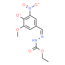 ChemSpider 2D Image | 4-{(Z)-[(Ethoxycarbonyl)hydrazono]methyl}-2-methoxy-6-nitrophenolate | C11H12N3O6