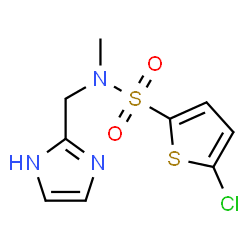ChemSpider 2D Image | 5-Chloro-N-(1H-imidazol-2-ylmethyl)-N-methyl-2-thiophenesulfonamide | C9H10ClN3O2S2