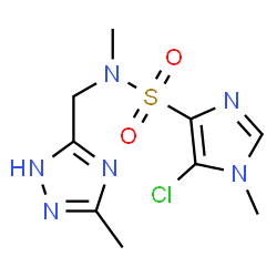 ChemSpider 2D Image | 5-Chloro-N,1-dimethyl-N-[(3-methyl-1H-1,2,4-triazol-5-yl)methyl]-1H-imidazole-4-sulfonamide | C9H13ClN6O2S