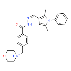 ChemSpider 2D Image | 4-[4-({(2Z)-2-[(2,5-Dimethyl-1-phenyl-1H-pyrrol-3-yl)methylene]hydrazino}carbonyl)benzyl]morpholin-4-ium | C25H29N4O2