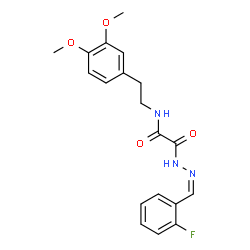 ChemSpider 2D Image | N-[2-(3,4-Dimethoxyphenyl)ethyl]-2-[(2Z)-2-(2-fluorobenzylidene)hydrazino]-2-oxoacetamide | C19H20FN3O4