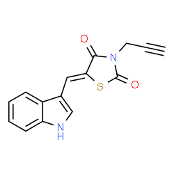 ChemSpider 2D Image | (5Z)-5-(1H-Indol-3-ylmethylene)-3-(2-propyn-1-yl)-1,3-thiazolidine-2,4-dione | C15H10N2O2S