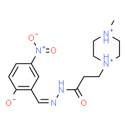 ChemSpider 2D Image | 2-[(Z)-{[3-(4-Methyl-1-piperazinediiumyl)propanoyl]hydrazono}methyl]-4-nitrophenolate | C15H22N5O4