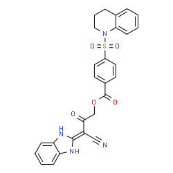 ChemSpider 2D Image | 3-Cyano-3-(1,3-dihydro-2H-benzimidazol-2-ylidene)-2-oxopropyl 4-(3,4-dihydro-1(2H)-quinolinylsulfonyl)benzoate | C27H22N4O5S