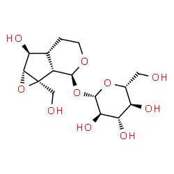 ChemSpider 2D Image | (1aS,1bS,2S,5aR,6S,6aR)-6-Hydroxy-1a-(hydroxymethyl)octahydrooxireno[4,5]cyclopenta[1,2-c]pyran-2-yl beta-D-glucopyranoside | C15H24O10