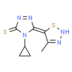 ChemSpider 2D Image | (5Z)-4-Cyclopropyl-5-(4-methyl-1,2,3-thiadiazol-5(2H)-ylidene)-4,5-dihydro-3H-1,2,4-triazole-3-thione | C8H9N5S2