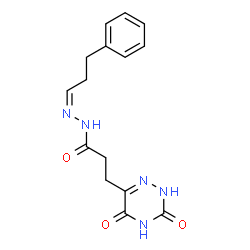 ChemSpider 2D Image | 3-(3,5-Dioxo-2,3,4,5-tetrahydro-1,2,4-triazin-6-yl)-N'-[(1Z)-3-phenylpropylidene]propanehydrazide | C15H17N5O3