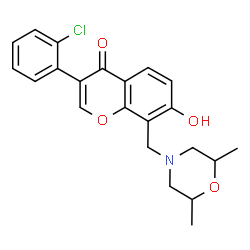 ChemSpider 2D Image | 3-(2-Chlorophenyl)-8-[(2,6-dimethyl-4-morpholinyl)methyl]-7-hydroxy-4H-chromen-4-one | C22H22ClNO4