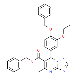 ChemSpider 2D Image | Benzyl 7-[4-(benzyloxy)-3-ethoxyphenyl]-5-methyl-1,7-dihydro[1,2,4]triazolo[1,5-a]pyrimidine-6-carboxylate | C29H28N4O4