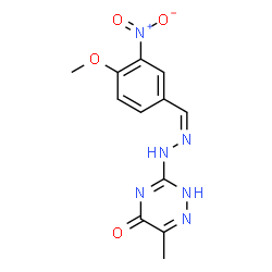 ChemSpider 2D Image | 3-[(2Z)-2-(4-Methoxy-3-nitrobenzylidene)hydrazino]-6-methyl-1,2,4-triazin-5(2H)-one | C12H12N6O4