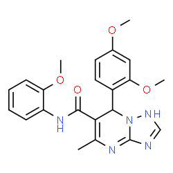 ChemSpider 2D Image | 7-(2,4-Dimethoxyphenyl)-N-(2-methoxyphenyl)-5-methyl-1,7-dihydro[1,2,4]triazolo[1,5-a]pyrimidine-6-carboxamide | C22H23N5O4