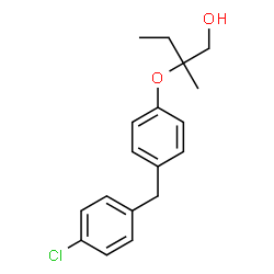 ChemSpider 2D Image | 2-[4-(4-Chlorobenzyl)phenoxy]-2-methyl-1-butanol | C18H21ClO2