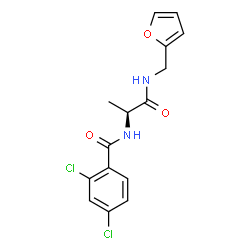 ChemSpider 2D Image | 2,4-Dichloro-N-{(2S)-1-[(2-furylmethyl)amino]-1-oxo-2-propanyl}benzamide | C15H14Cl2N2O3