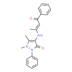 ChemSpider 2D Image | 1,5-Dimethyl-4-{[(2E)-4-oxo-4-phenyl-2-buten-2-yl]amino}-2-phenyl-1,2-dihydro-3H-pyrazol-3-one | C21H21N3O2
