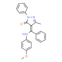 ChemSpider 2D Image | 4-[(4-methoxyanilino)(phenyl)methylidene]-3-methyl-1-phenyl-4,5-dihydro-1H-pyrazol-5-one | C24H21N3O2