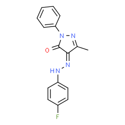 ChemSpider 2D Image | (4Z)-4-[(4-Fluorophenyl)hydrazono]-5-methyl-2-phenyl-2,4-dihydro-3H-pyrazol-3-one | C16H13FN4O