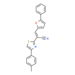 ChemSpider 2D Image | (2E)-2-[4-(4-Methylphenyl)-1,3-thiazol-2-yl]-3-(5-phenyl-2-furyl)acrylonitrile | C23H16N2OS
