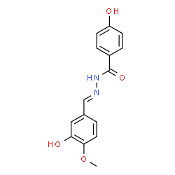 ChemSpider 2D Image | 4-Hydroxy-N'-[(E)-(3-hydroxy-4-methoxyphenyl)methylene]benzohydrazide | C15H14N2O4
