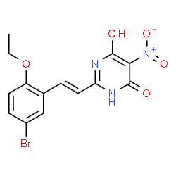 ChemSpider 2D Image | 2-[(E)-2-(5-Bromo-2-ethoxyphenyl)vinyl]-6-hydroxy-5-nitro-4(3H)-pyrimidinone | C14H12BrN3O5