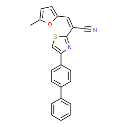 ChemSpider 2D Image | (2Z)-2-[4-(4-Biphenylyl)-1,3-thiazol-2-yl]-3-(5-methyl-2-furyl)acrylonitrile | C23H16N2OS