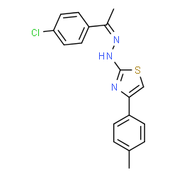 ChemSpider 2D Image | 2-{(2Z)-2-[1-(4-Chlorophenyl)ethylidene]hydrazino}-4-(4-methylphenyl)-1,3-thiazole | C18H16ClN3S