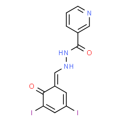 ChemSpider 2D Image | N'-[(E)-(3,5-Diiodo-6-oxo-2,4-cyclohexadien-1-ylidene)methyl]nicotinohydrazide | C13H9I2N3O2