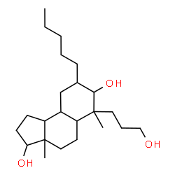 ChemSpider 2D Image | 6-(3-Hydroxypropyl)-3a,6-dimethyl-8-pentyldodecahydro-1H-cyclopenta[a]naphthalene-3,7-diol | C23H42O3