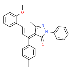 ChemSpider 2D Image | (4Z)-4-[(2E)-3-(2-Methoxyphenyl)-1-(4-methylphenyl)-2-propen-1-ylidene]-5-methyl-2-phenyl-2,4-dihydro-3H-pyrazol-3-one | C27H24N2O2