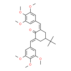 ChemSpider 2D Image | (2Z,6E)-4-(2-Methyl-2-propanyl)-2,6-bis(3,4,5-trimethoxybenzylidene)cyclohexanone | C30H38O7