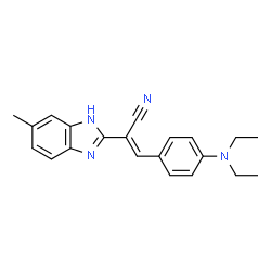 ChemSpider 2D Image | (2E)-3-[4-(Diethylamino)phenyl]-2-(6-methyl-1H-benzimidazol-2-yl)acrylonitrile | C21H22N4