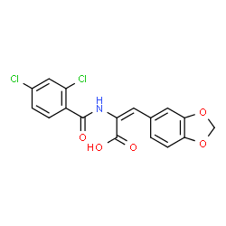 ChemSpider 2D Image | (2E)-3-(1,3-Benzodioxol-5-yl)-2-[(2,4-dichlorobenzoyl)amino]acrylic acid | C17H11Cl2NO5
