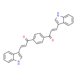 ChemSpider 2D Image | (2E,2'E)-1,1'-(1,4-Phenylene)bis[3-(1H-indol-3-yl)-2-propen-1-one] | C28H20N2O2
