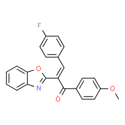 ChemSpider 2D Image | (2E)-2-(1,3-Benzoxazol-2-yl)-3-(4-fluorophenyl)-1-(4-methoxyphenyl)-2-propen-1-one | C23H16FNO3