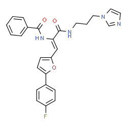 ChemSpider 2D Image | N-[(1Z)-1-[5-(4-Fluorophenyl)-2-furyl]-3-{[3-(1H-imidazol-1-yl)propyl]amino}-3-oxo-1-propen-2-yl]benzamide | C26H23FN4O3