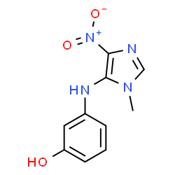 ChemSpider 2D Image | 3-(3-Methyl-5-nitro-3H-imidazol-4-ylamino)-phenol | C10H10N4O3