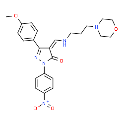 ChemSpider 2D Image | (4Z)-5-(4-Methoxyphenyl)-4-({[3-(4-morpholinyl)propyl]amino}methylene)-2-(4-nitrophenyl)-2,4-dihydro-3H-pyrazol-3-one | C24H27N5O5