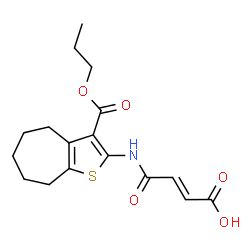 ChemSpider 2D Image | (2E)-4-Oxo-4-{[3-(propoxycarbonyl)-5,6,7,8-tetrahydro-4H-cyclohepta[b]thiophen-2-yl]amino}-2-butenoic acid | C17H21NO5S