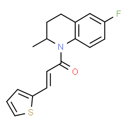 ChemSpider 2D Image | (2E)-1-(6-Fluoro-2-methyl-3,4-dihydro-1(2H)-quinolinyl)-3-(2-thienyl)-2-propen-1-one | C17H16FNOS