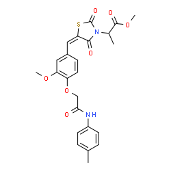 ChemSpider 2D Image | Methyl 2-[(5E)-5-(3-methoxy-4-{2-[(4-methylphenyl)amino]-2-oxoethoxy}benzylidene)-2,4-dioxo-1,3-thiazolidin-3-yl]propanoate | C24H24N2O7S