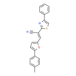ChemSpider 2D Image | (2E)-3-[5-(4-Methylphenyl)-2-furyl]-2-(4-phenyl-1,3-thiazol-2-yl)acrylonitrile | C23H16N2OS
