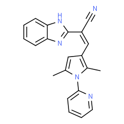 ChemSpider 2D Image | (2Z)-2-(1H-Benzimidazol-2-yl)-3-[2,5-dimethyl-1-(2-pyridinyl)-1H-pyrrol-3-yl]acrylonitrile | C21H17N5