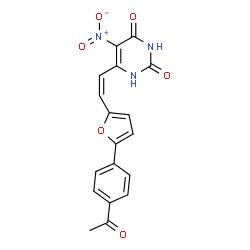 ChemSpider 2D Image | 6-{(Z)-2-[5-(4-Acetylphenyl)-2-furyl]vinyl}-5-nitro-2,4(1H,3H)-pyrimidinedione | C18H13N3O6