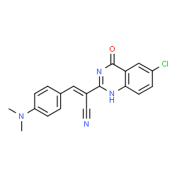 ChemSpider 2D Image | (2E)-2-(6-Chloro-4-oxo-1,4-dihydro-2-quinazolinyl)-3-[4-(dimethylamino)phenyl]acrylonitrile | C19H15ClN4O