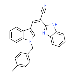 ChemSpider 2D Image | (2Z)-2-(1H-Benzimidazol-2-yl)-3-[1-(4-methylbenzyl)-1H-indol-3-yl]acrylonitrile | C26H20N4