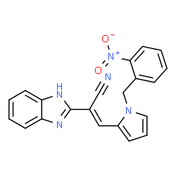 ChemSpider 2D Image | (2E)-2-(1H-Benzimidazol-2-yl)-3-[1-(2-nitrobenzyl)-1H-pyrrol-2-yl]acrylonitrile | C21H15N5O2
